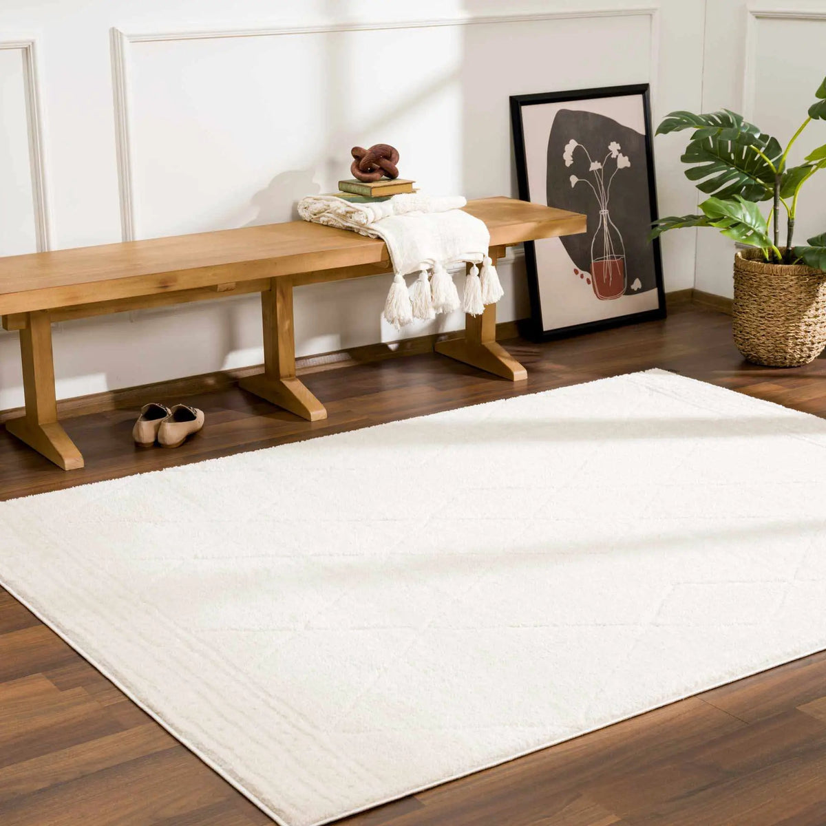 Keone Ivory Area Rug, installed in a room 5