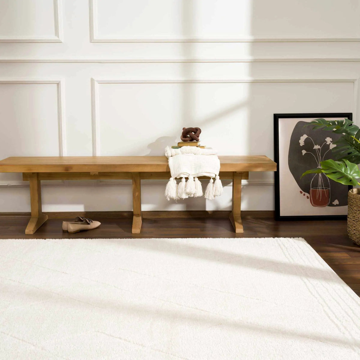 Keone Ivory Area Rug, installed in a room 2