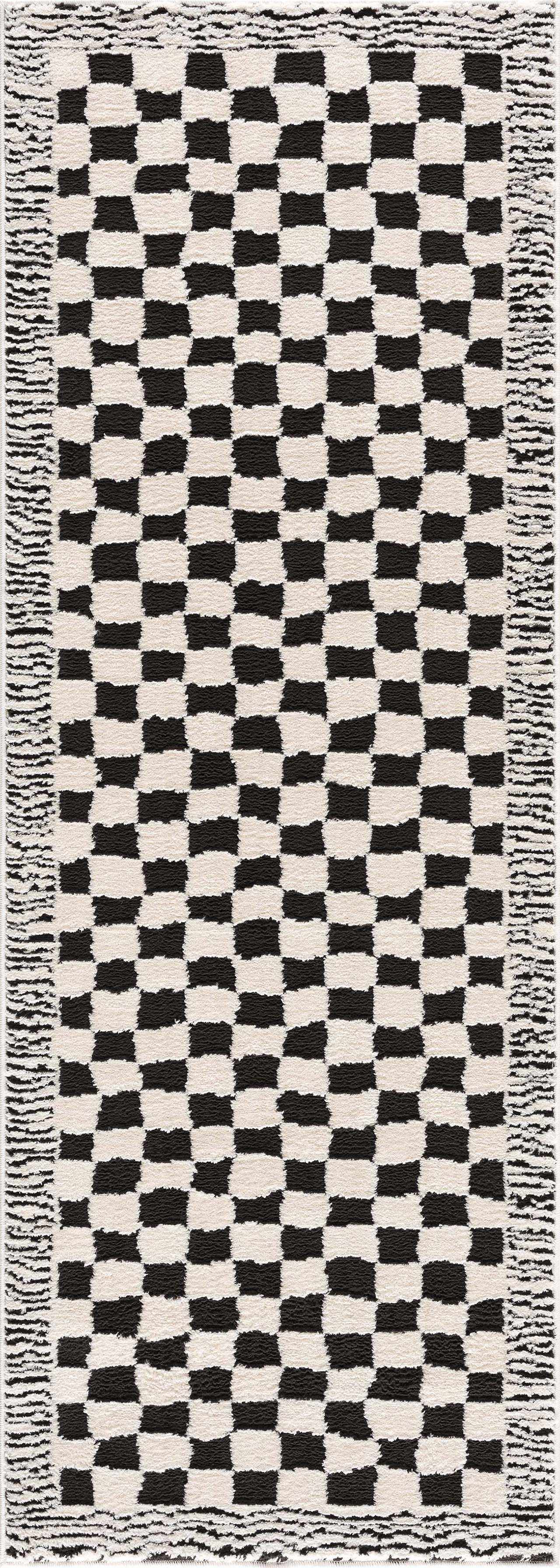 Leryn Black & White Checkered Area Rug by Boutique Rugs