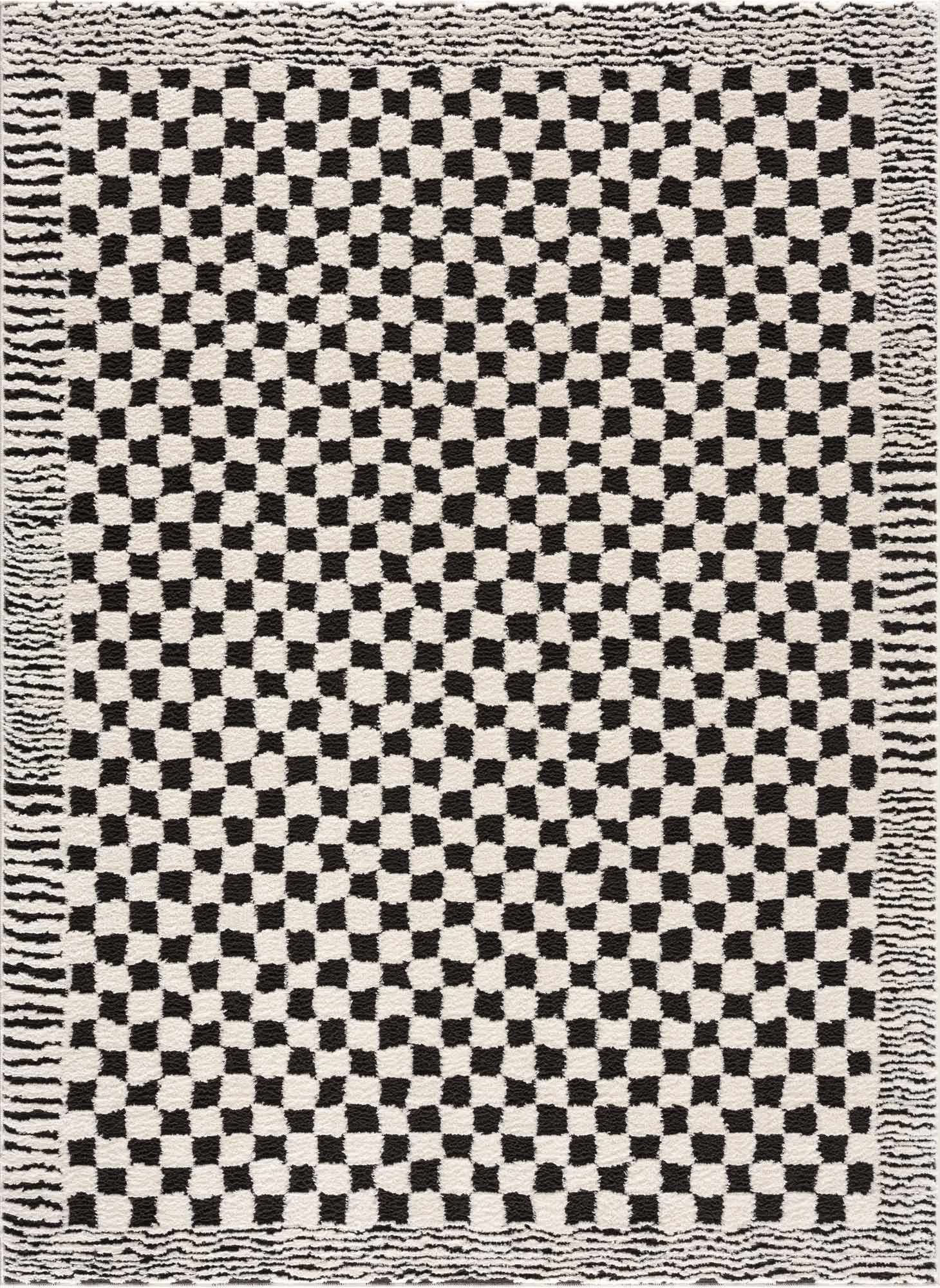 Leryn Black & White Checkered Area Rug by Boutique Rugs