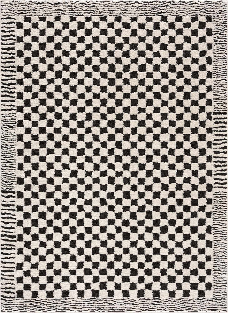 Leryn Black & White Checkered Area Rug by Boutique Rugs