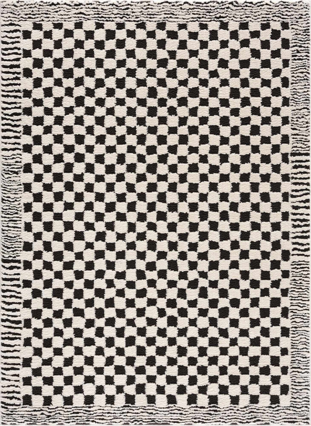 Leryn Black & White Checkered Area Rug, photo 3 of 17