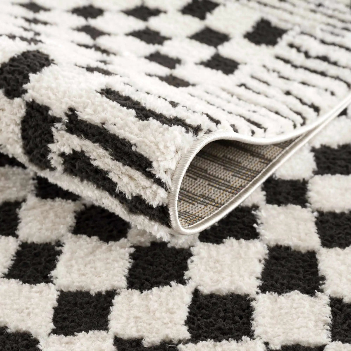 Leryn Black & White Checkered Area Rug, photo 6 of 17