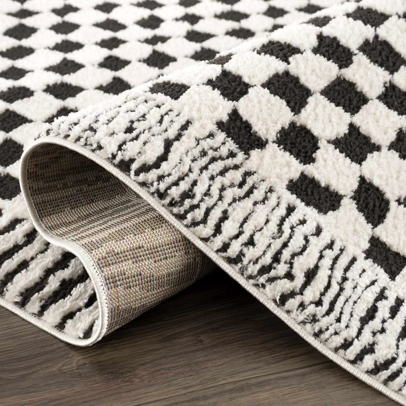 Leryn Black & White Checkered Area Rug by Boutique Rugs