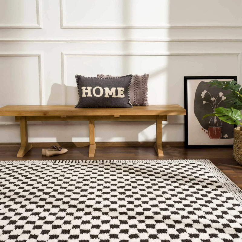 Leryn Black & White Checkered Area Rug by Hauteloom