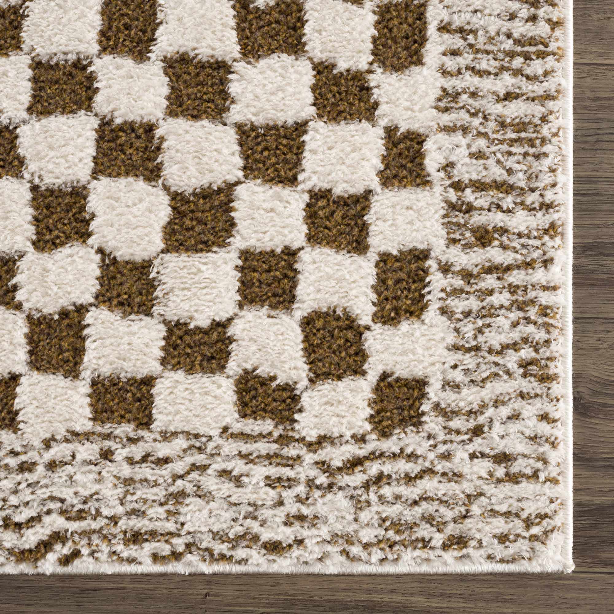 Leryn Brown & White Checkered Area Rug by Hauteloom