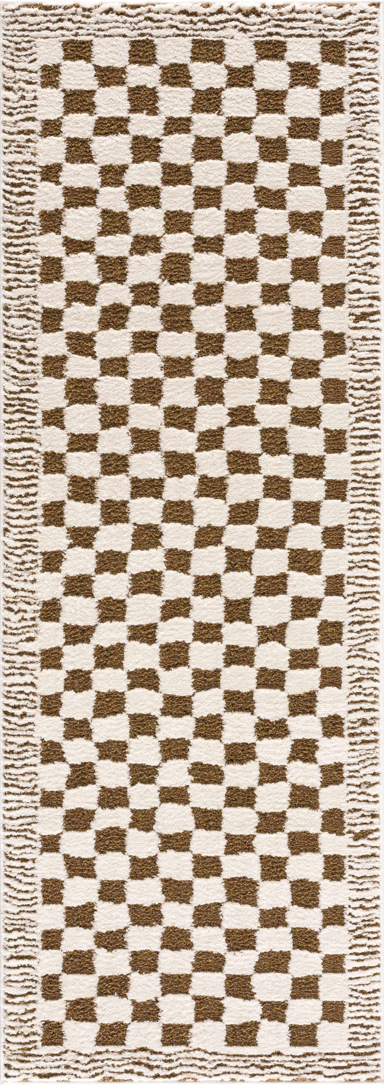 Leryn Brown & White Checkered Area Rug by Hauteloom