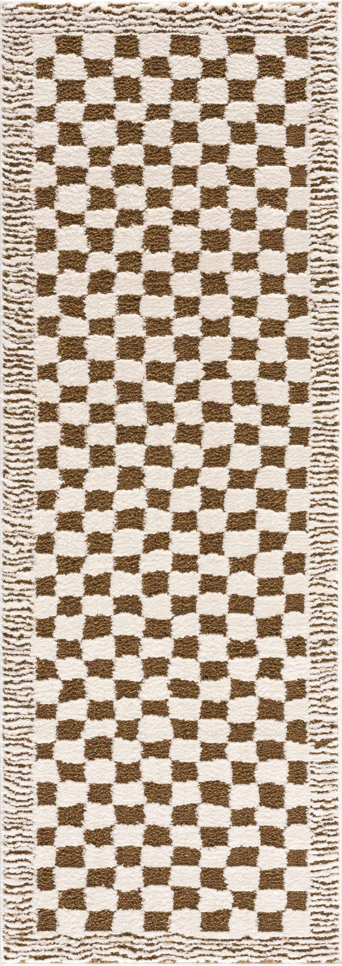 Leryn Brown & White Checkered Area Rug, photo 4 of 17