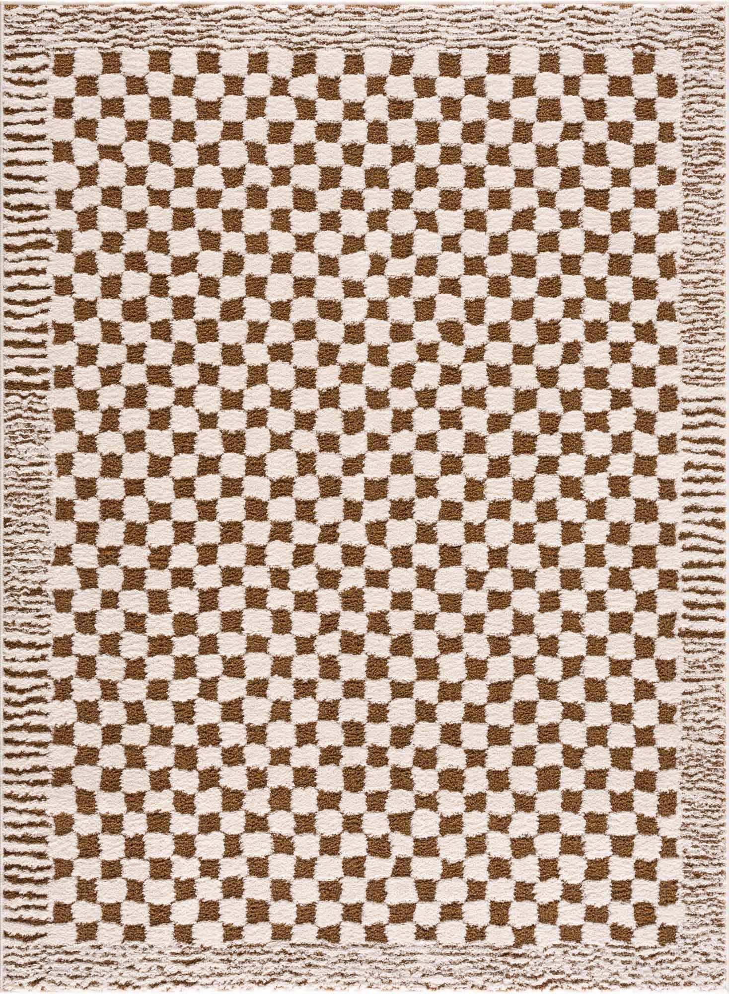 Leryn Brown & White Checkered Area Rug by Hauteloom