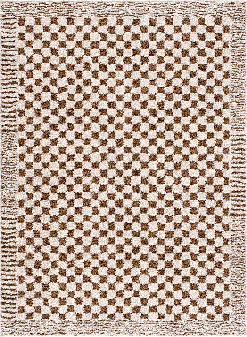 Leryn Brown & White Checkered Area Rug by Hauteloom