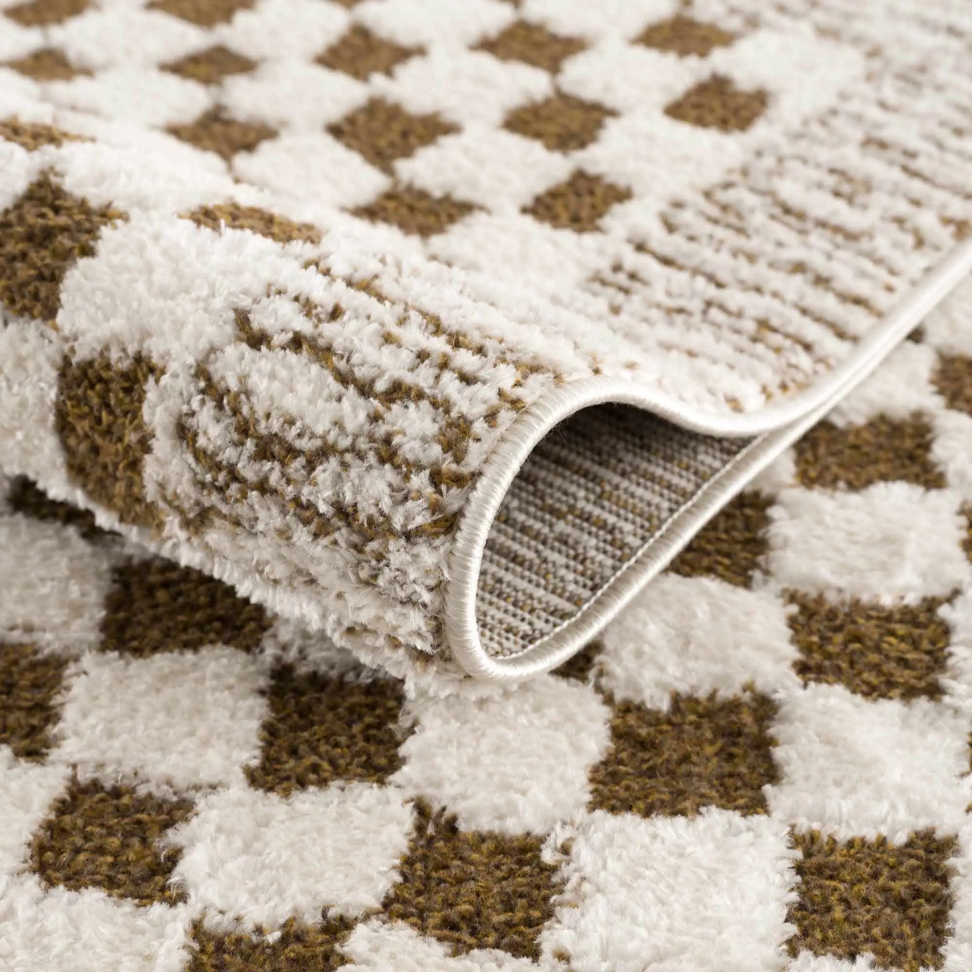 Leryn Brown & White Checkered Area Rug by Hauteloom