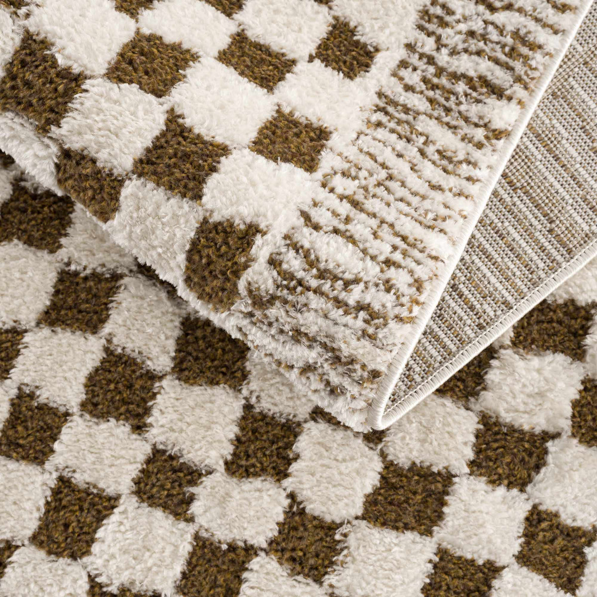 Leryn Brown & White Checkered Area Rug, photo 8 of 17