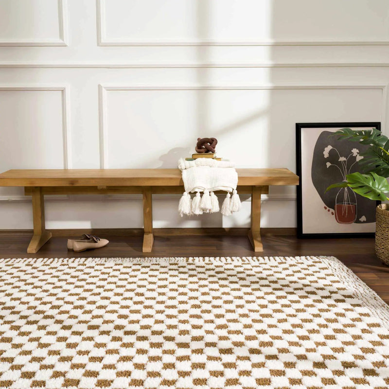 Leryn Brown & White Checkered Area Rug by Hauteloom