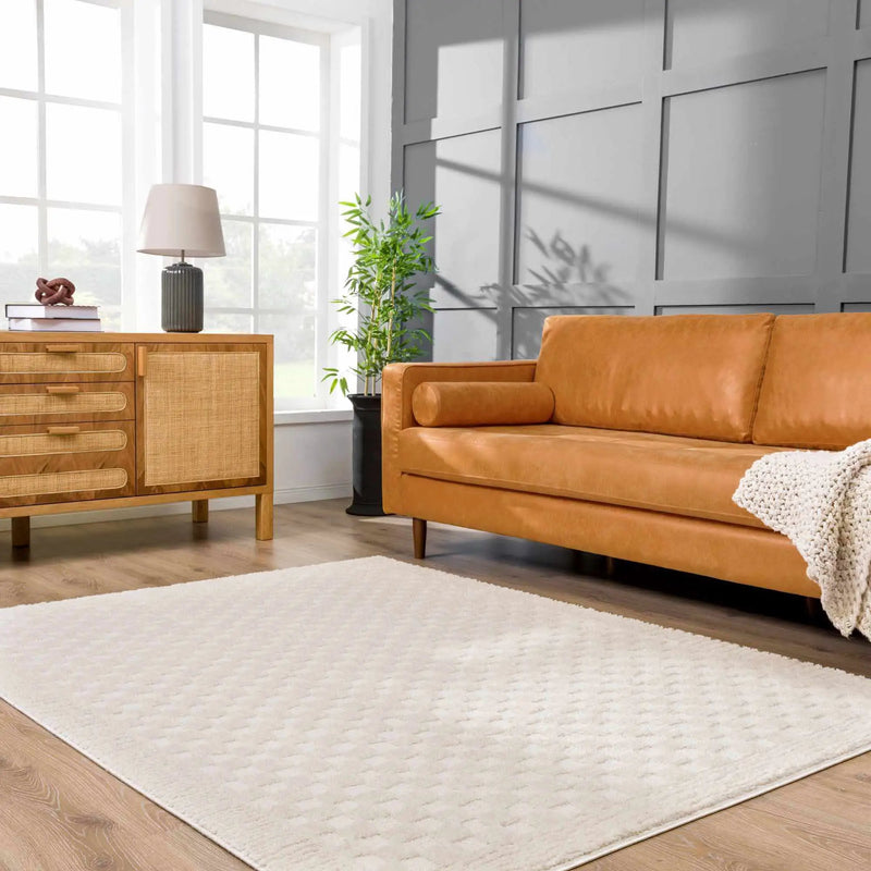 Leryn Ivory Checkered Area Rug by Hauteloom