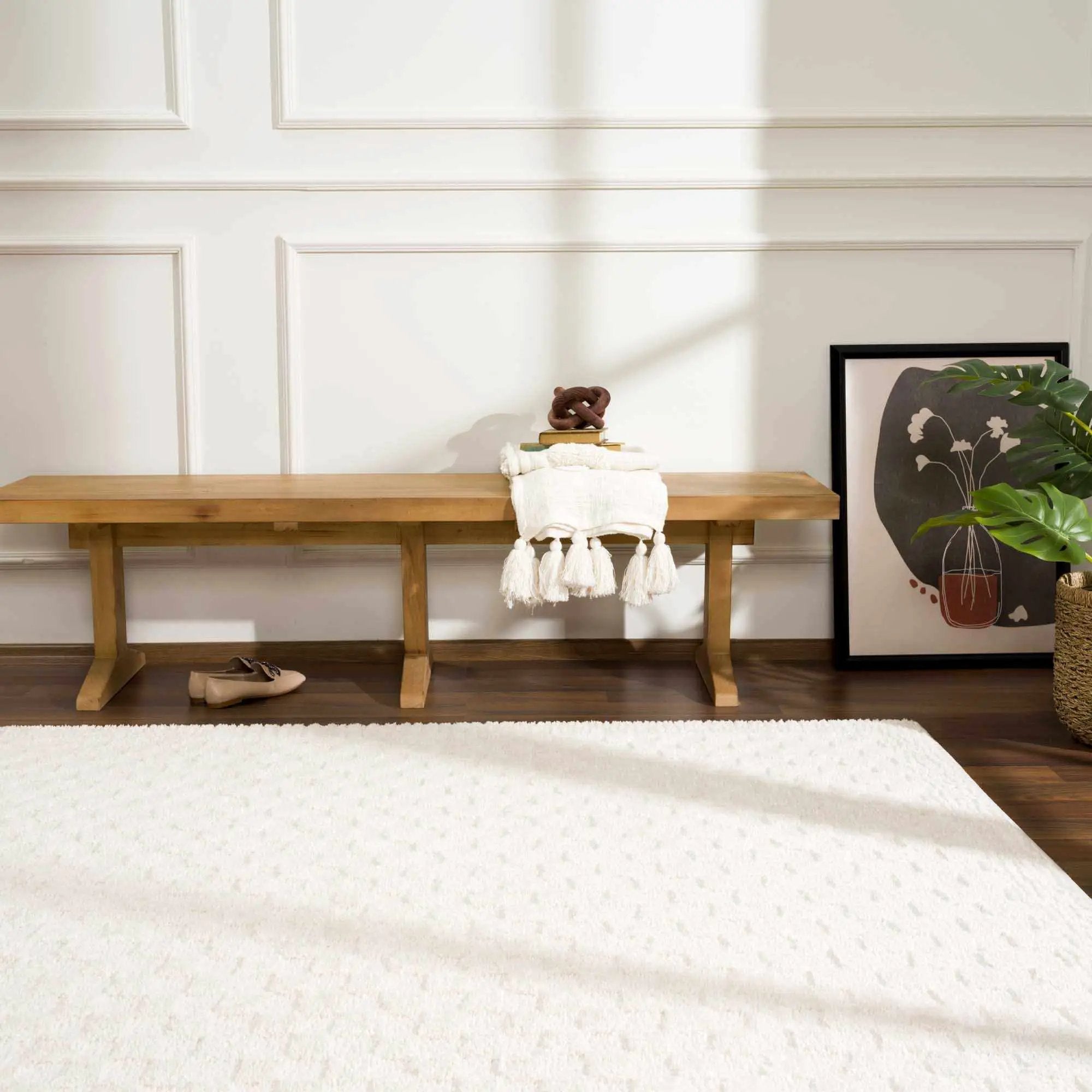Leryn Ivory Checkered Area Rug by Hauteloom