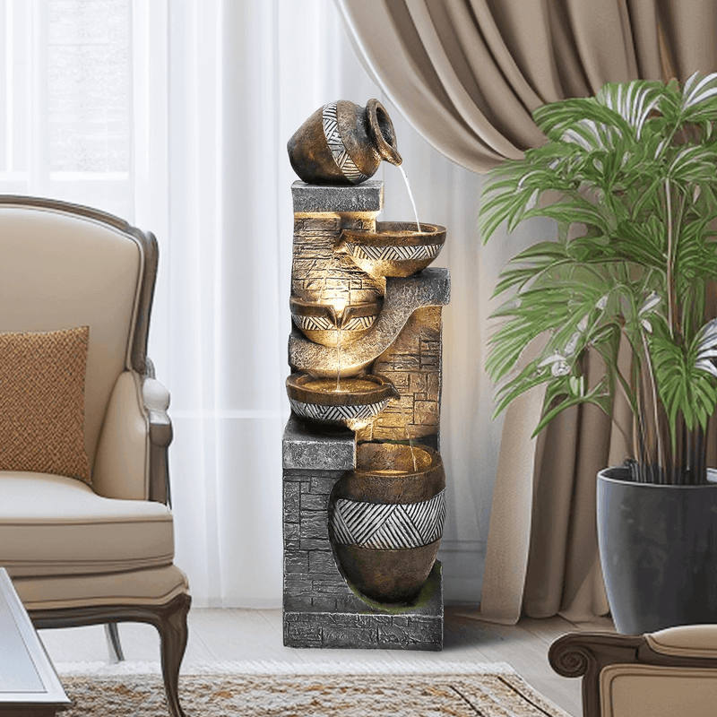 Resin Carved Clay Urn Outdoor Water Fountain 42 Inch, photo 5 of 12