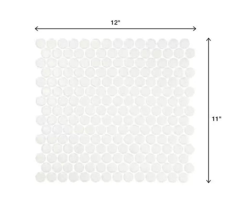 Open Box Daltile Restore Satin White 10 in. x 11 in. Glazed Ceramic Penny Round Mosaic Wall Tile (8.3 sq. ft./Case) by Selzalot