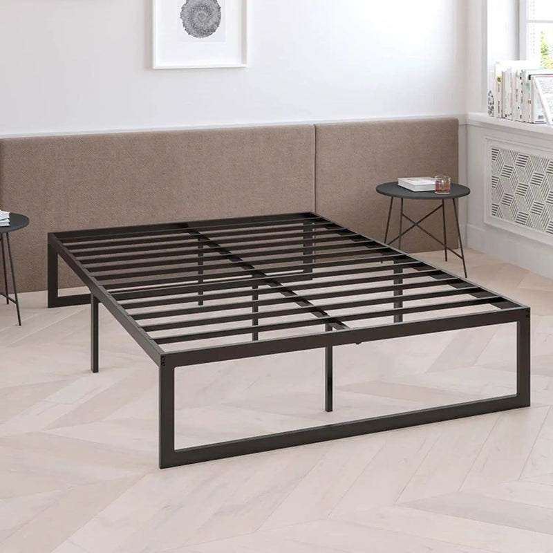 Full Size 14 Inch High Heavy Duty Black Metal Platform Bed Frame by HomePacific