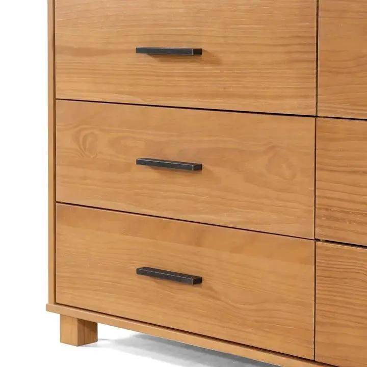 Modern Farmhouse Solid Wood 6 Drawer Double Dresser in Light Brown Finish by HomePacific