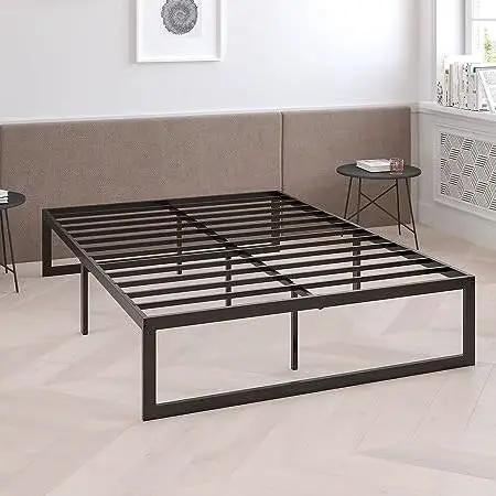Twin Size 14 Inch Black Metal Steel Slat Platform Bed by HomePacific