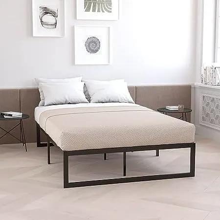 Twin Size 14 Inch Black Metal Steel Slat Platform Bed by HomePacific