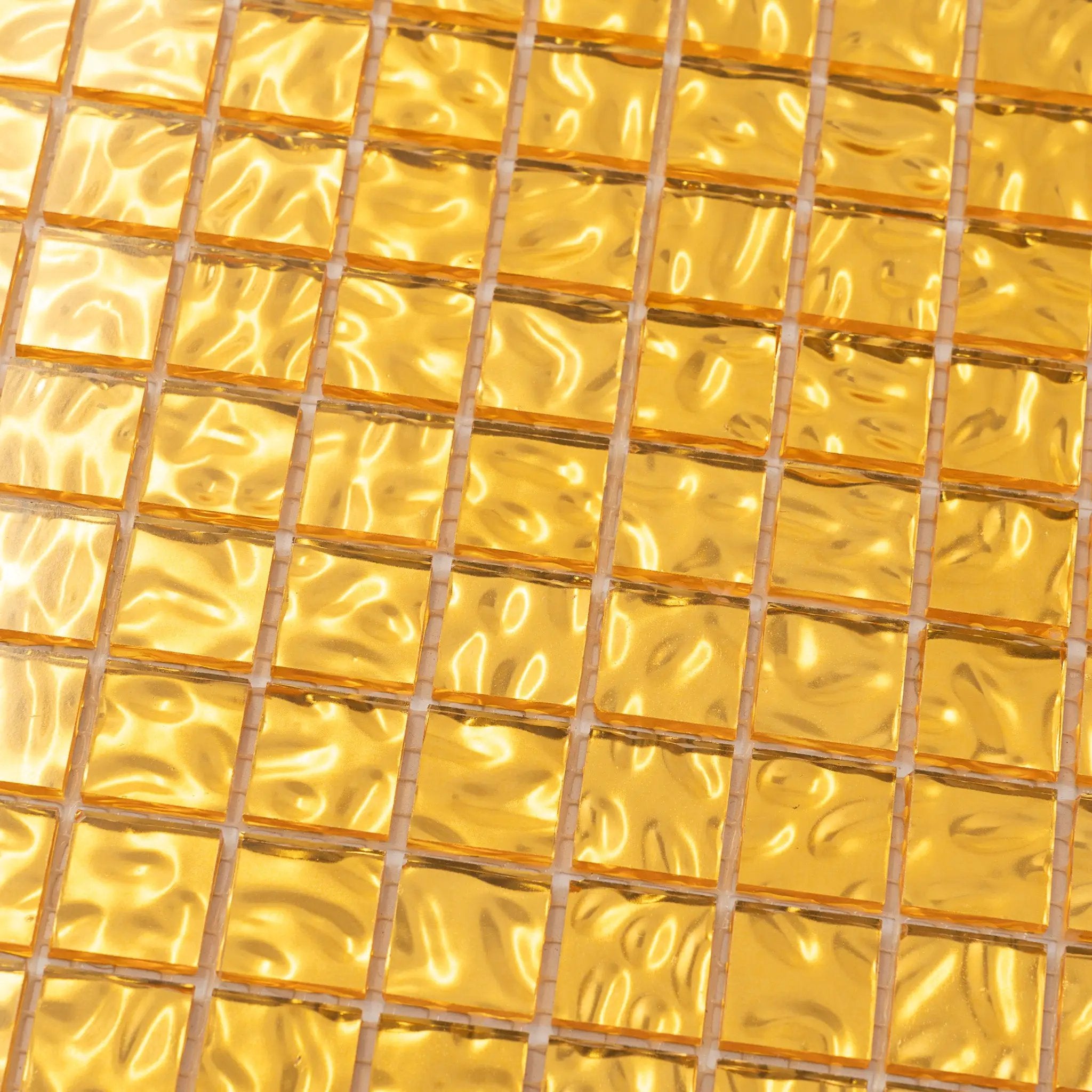 Shimmer Gold 12x12 Glossy Uniform Square Glass Mosaic Tile (20 pack, 20 sq ft/case) by Apollo Tile
