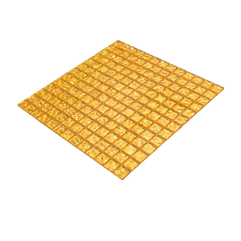 Shimmer Gold 12x12 Glossy Uniform Square Glass Mosaic Tile (20 pack, 20 sq ft/case) by Apollo Tile
