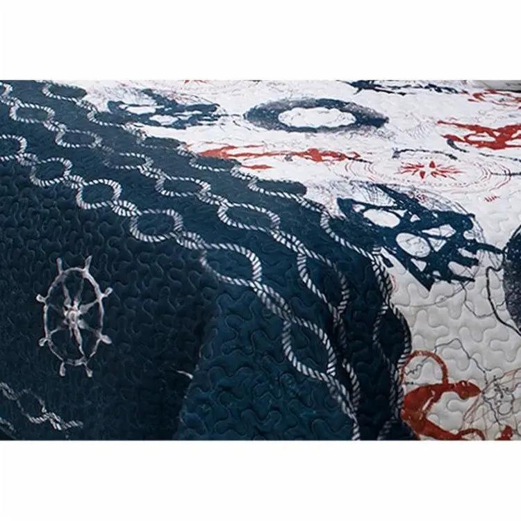 Full/Queen Modern Coastal Anchor Polyester Reversible Quilt Set by HomePacific
