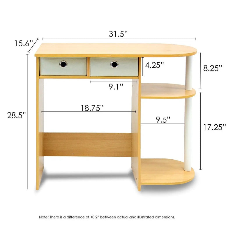 Home Office Laptop Computer Desk Table in Beech Ivory by HomePacific