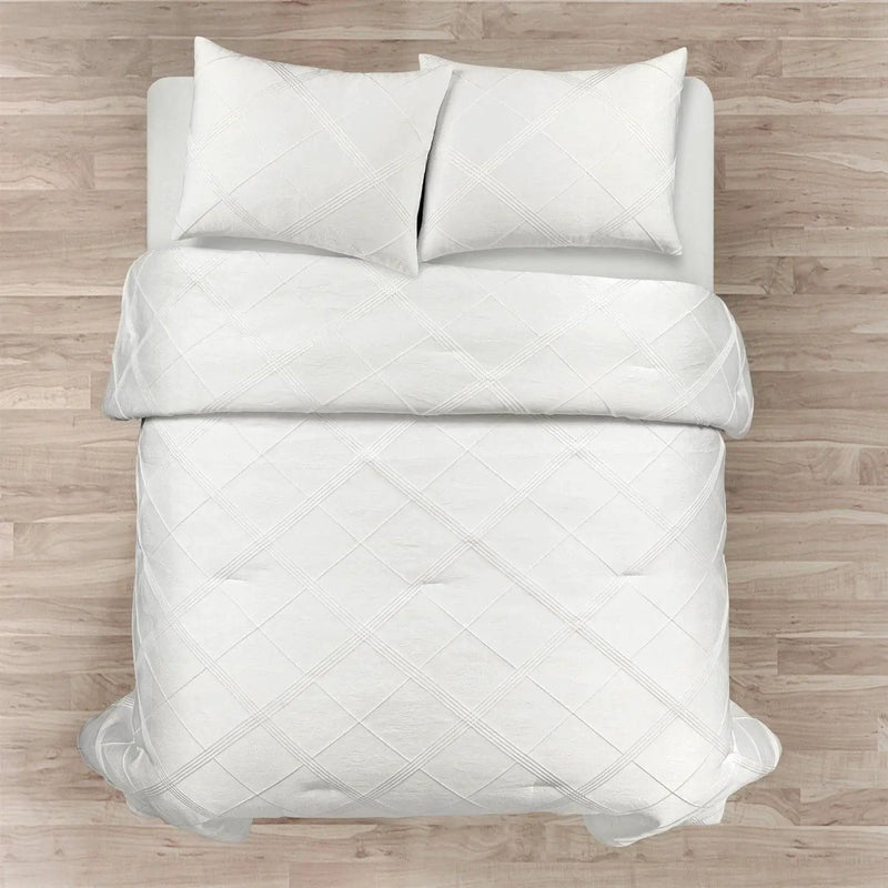 King/California King White Diamond Jacquard 3 PCS Comforter Set by HomePacific