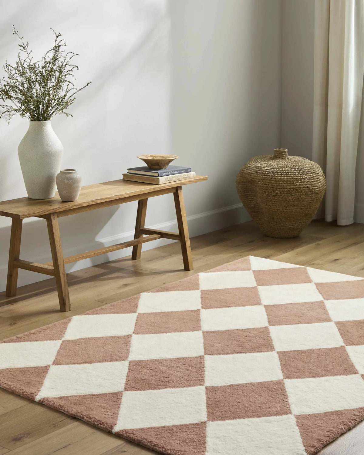 Almeda Diamond Washable Wool Rug, installed in a room 2