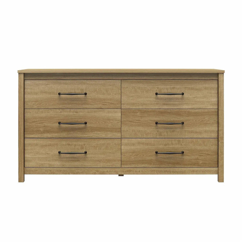 Rustic Farmhouse 6-Drawer Dresser in Natural Wood Finish by HomePacific