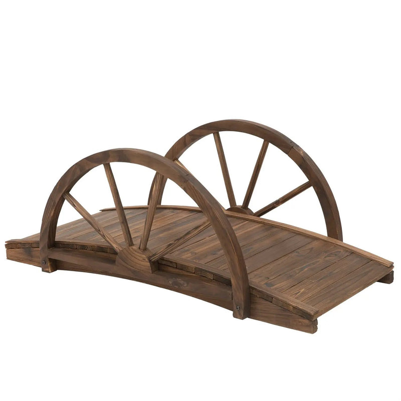 FarmHome 3.3ft Fir Wood Half Wheeled Stained Garden Bridge by HomePacific