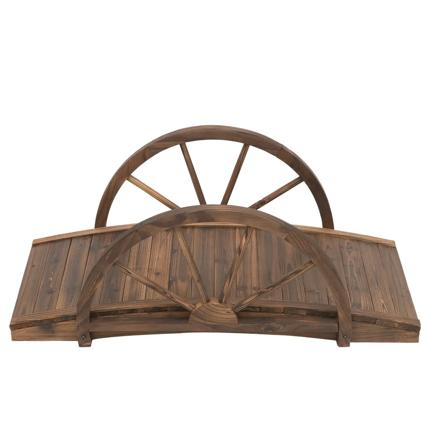 FarmHome 3.3ft Fir Wood Half Wheeled Stained Garden Bridge by HomePacific