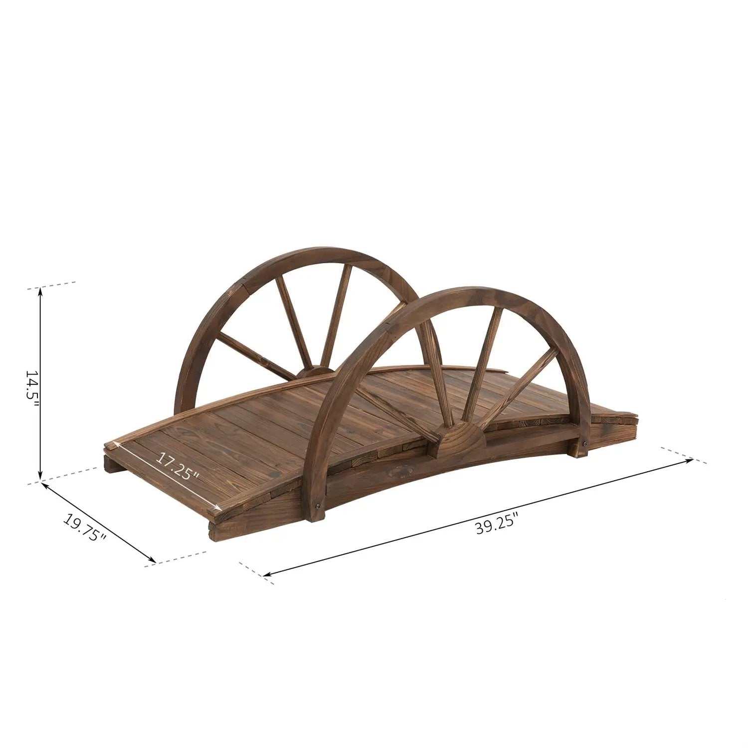 FarmHome 3.3ft Fir Wood Half Wheeled Stained Garden Bridge by HomePacific