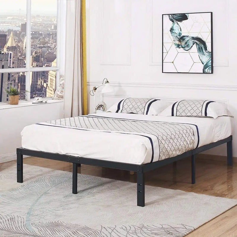 Full Heavy Duty Metal Platform Bed Frame with Wood Slats 3,500 lbs Weight Limit by HomePacific