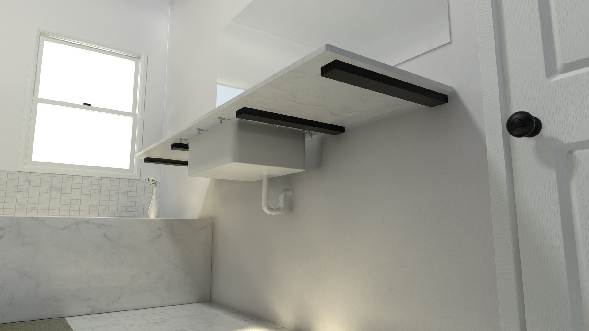 Industrial 1 inch Free Hanging Shelf Bracket® by The Original Granite Bracket