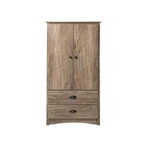 FarmHome Rustic 2 Drawer Bedroom Storage Armoire Grey Oak by HomePacific