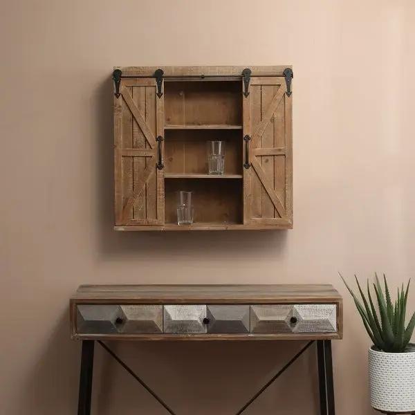Farmhouse Sliding Bathroom Wall Mounted Cabinet 2-Doors & Shelves by HomePacific