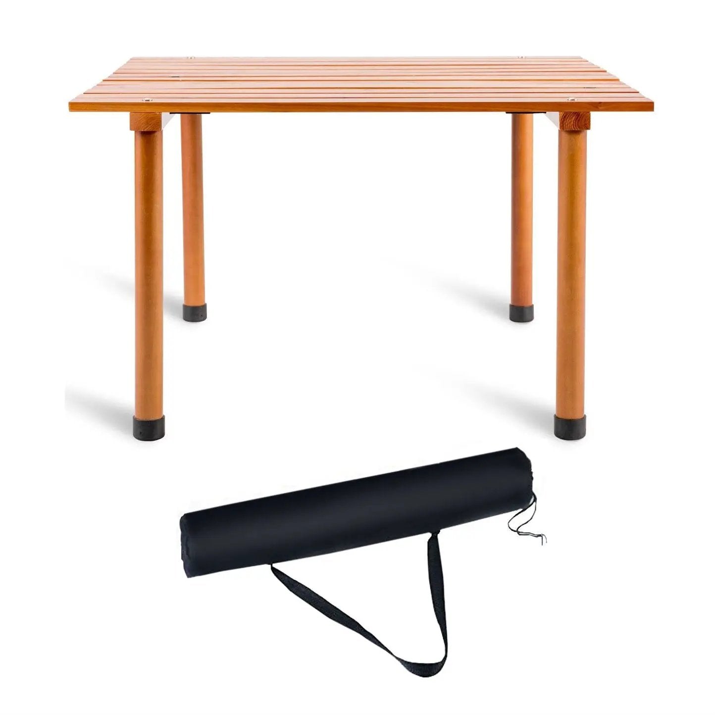Outdoor Portable Roll-Up Folding Wood Patio Table with Carry Bag by HomePacific