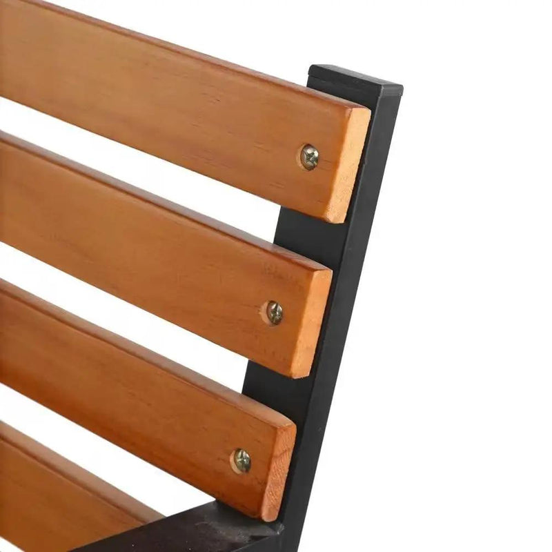 Black Metal Frame Outdoor Wood Slat Garden Bench with Curved Armrests by HomePacific
