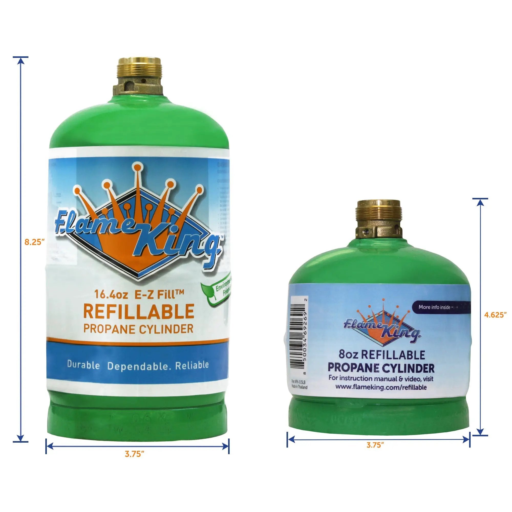 Flame King Eco Friendly Sustainable 8oz 1/2lb Refillable Propane Tank LP Cylinder by Flame King Products