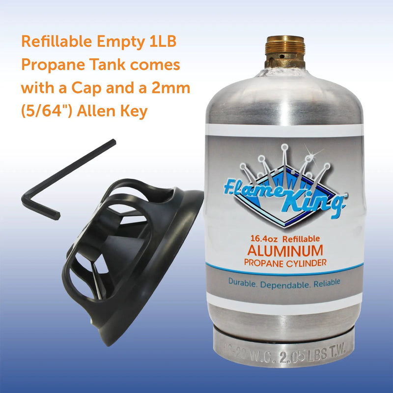 Flame King 1lb Aluminum Refillable Propane Tank LP Cylinder - 2 Pack Eco Friendly Sustainable Tank by Flame King Products