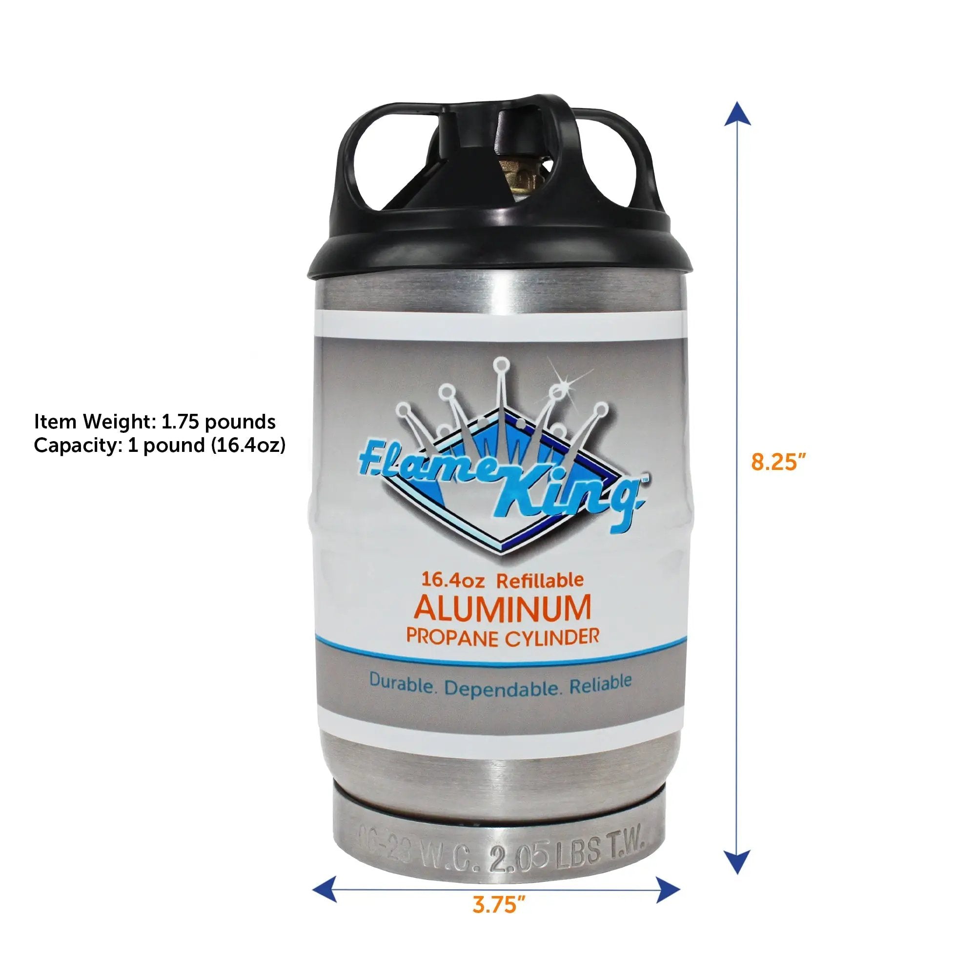 Flame King Eco Friendly Sustainable 1lb Aluminum Refillable Propane Tank LP Cylinder by Flame King Products