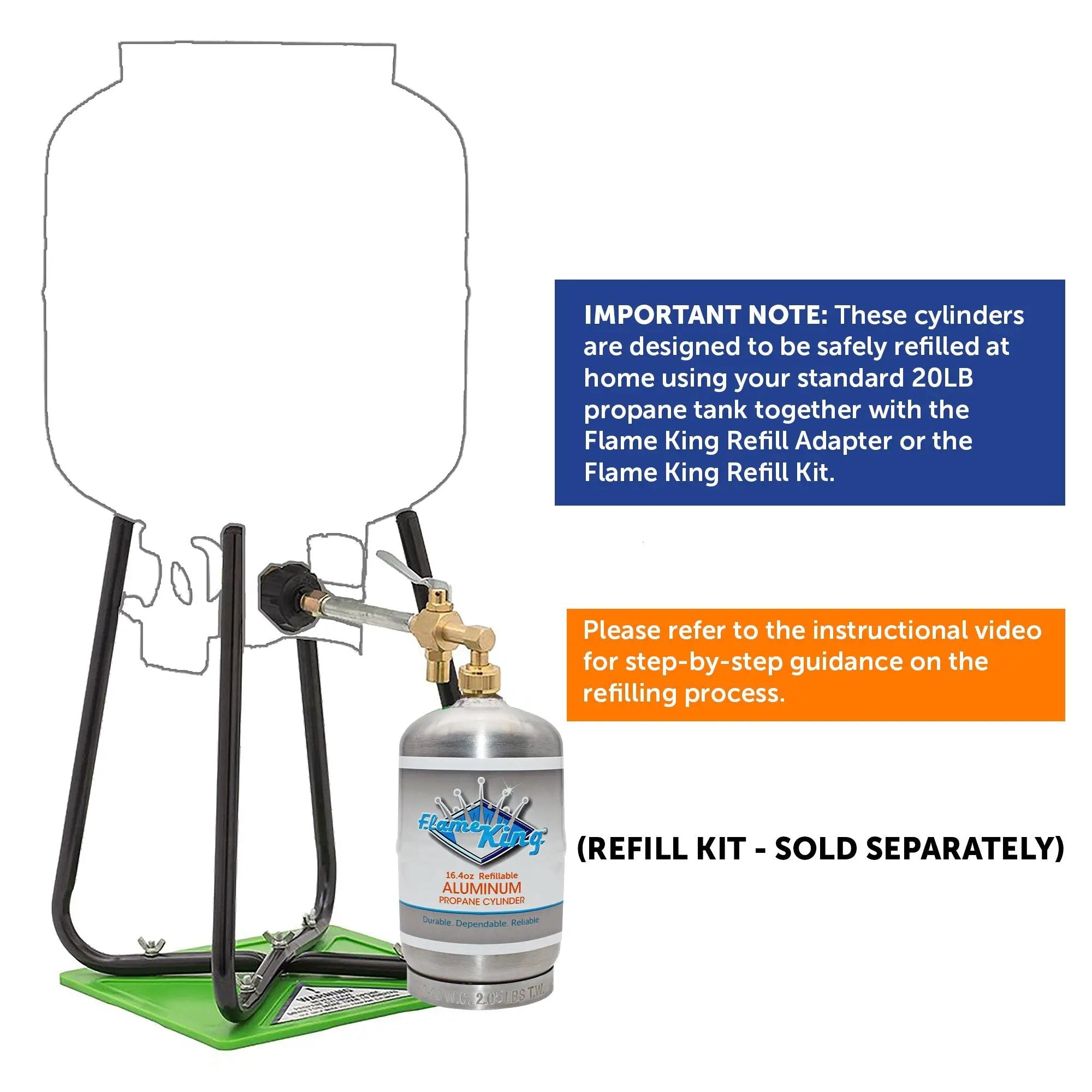 Flame King Eco Friendly Sustainable 1lb Aluminum Refillable Propane Tank LP Cylinder by Flame King Products
