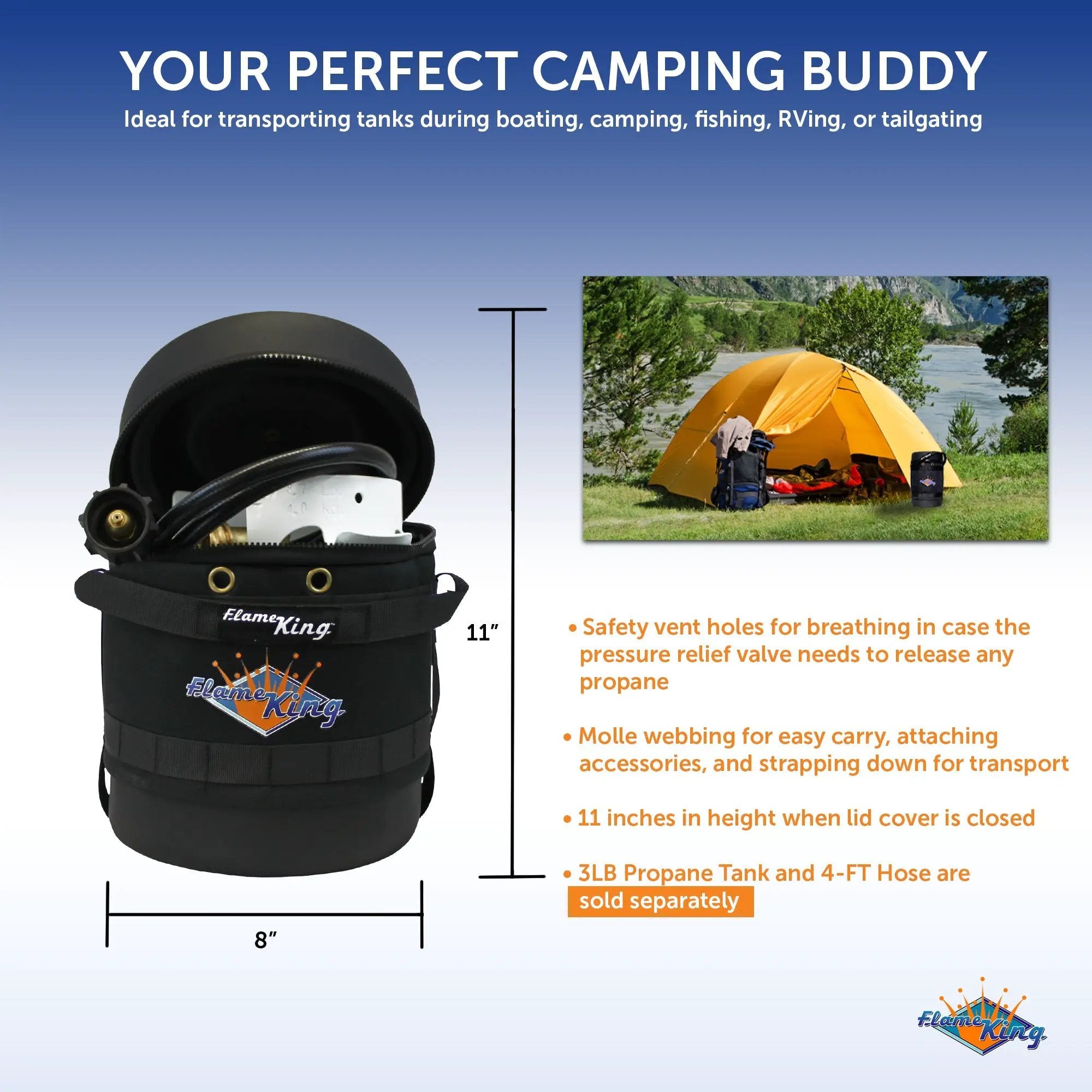 Flame King Propane Gas Hauler for 3lb Propane Tank Insulated Protective Carry Case by Flame King Products