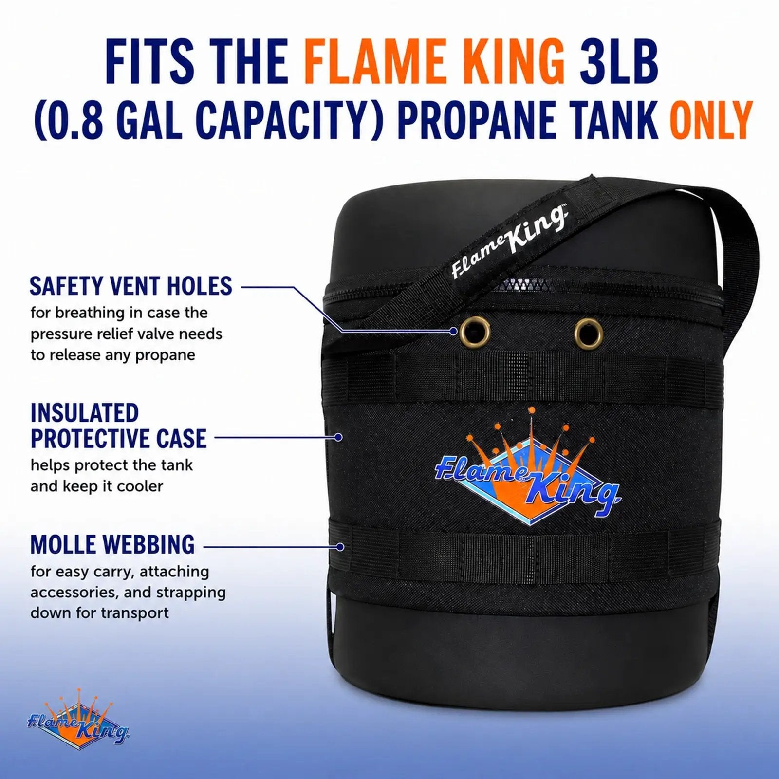 Flame King Propane Gas Hauler for 3lb (0.8gal) Propane Tank Insulated Protective Carry Case by Flame King Products