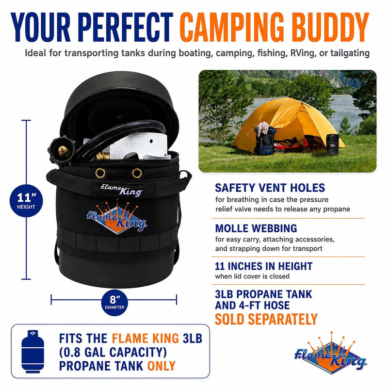 Flame King Propane Gas Hauler for 3lb (0.8gal) Propane Tank Insulated Protective Carry Case by Flame King Products