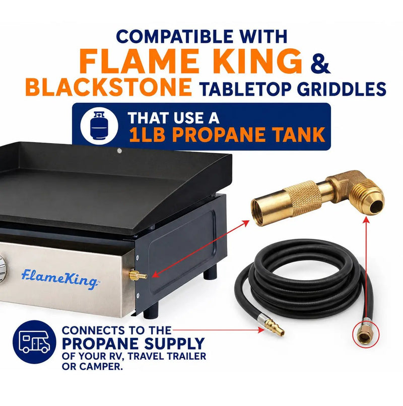 Flame King 12ft RV Quick Connect Hose Adapter for 17" or 22" Griddle by Flame King Products