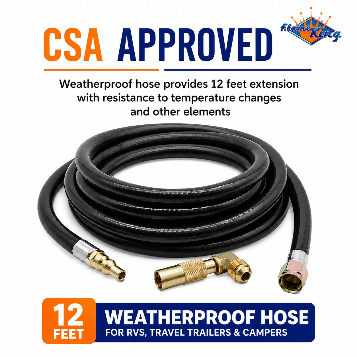 Flame King 12ft RV Quick Connect Hose Adapter for 17" or 22" Griddle by Flame King Products